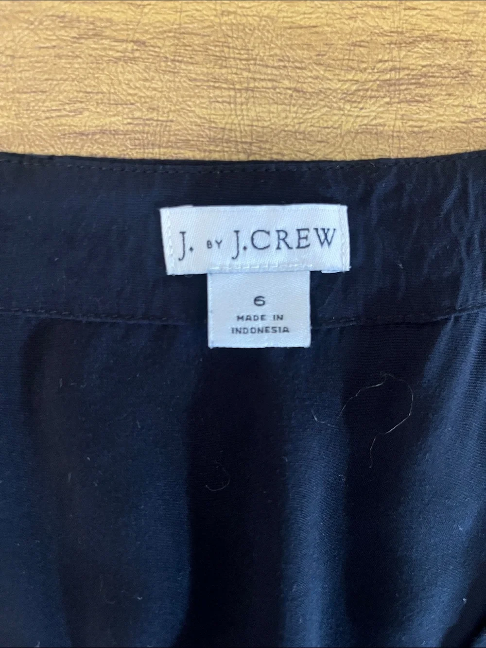 J by J. Crew Black V-Neck Peplum Blouse with Flutter Sleeves, Faux Wrap, Sz 6